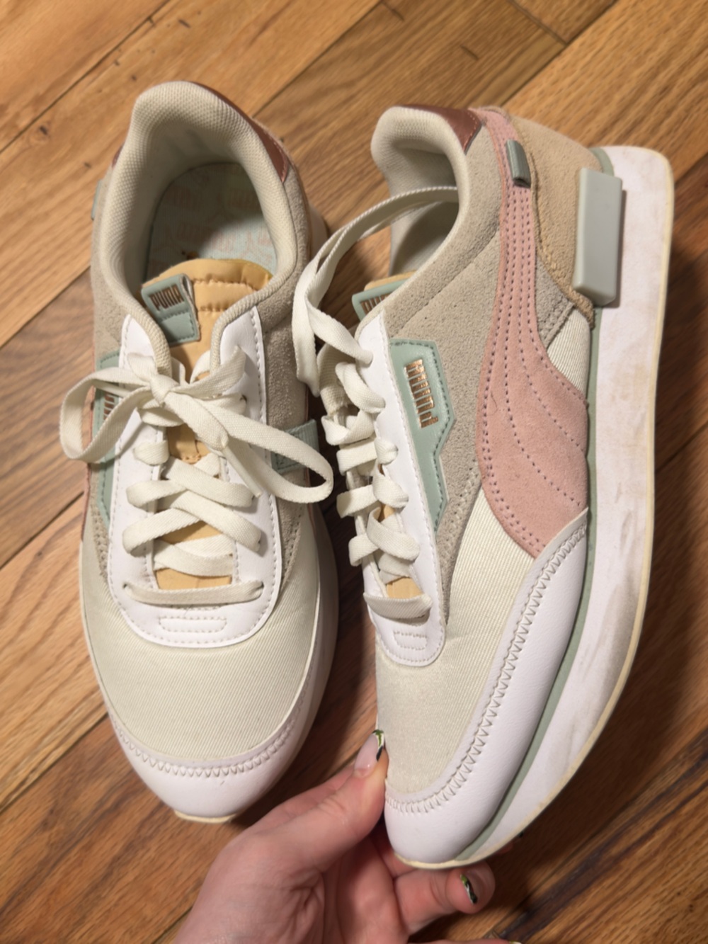 Puma Women's Cream, Pink & Mint Casual Sneakers